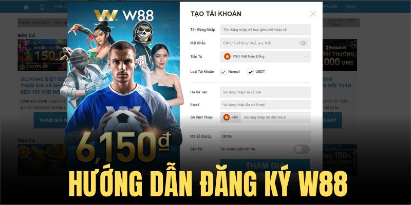 Đăng ký tài khoản nhà cái W88 rất dễ dàng